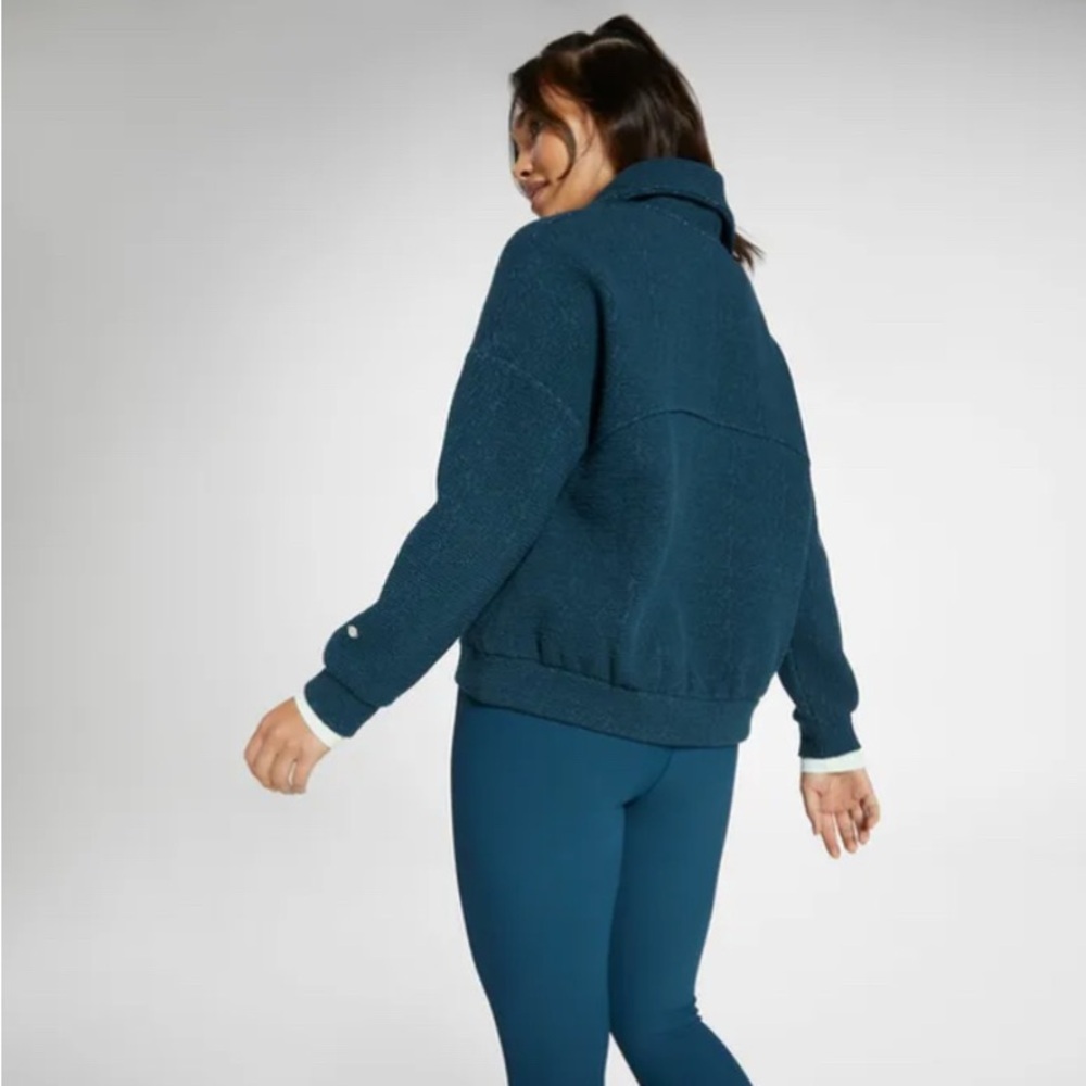CALIA Half-Zip Teal Placket Pullover Sweatshirt - Picture 2 of 6